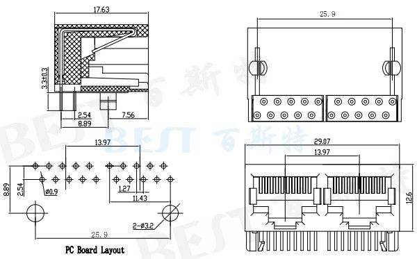 rj45插座5621 10P8C